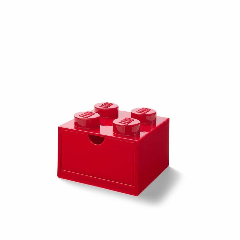Boîte de rangement Lego LEGO Boîte de Rangement Empilable avec 4 Boutons Rouge Taille S