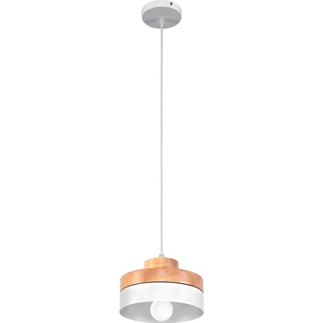 Iconik Interior - Lampe suspendue de style scandinave Eigil - Bois et métal Blanc Iconik Interior  - Suspension scandinave