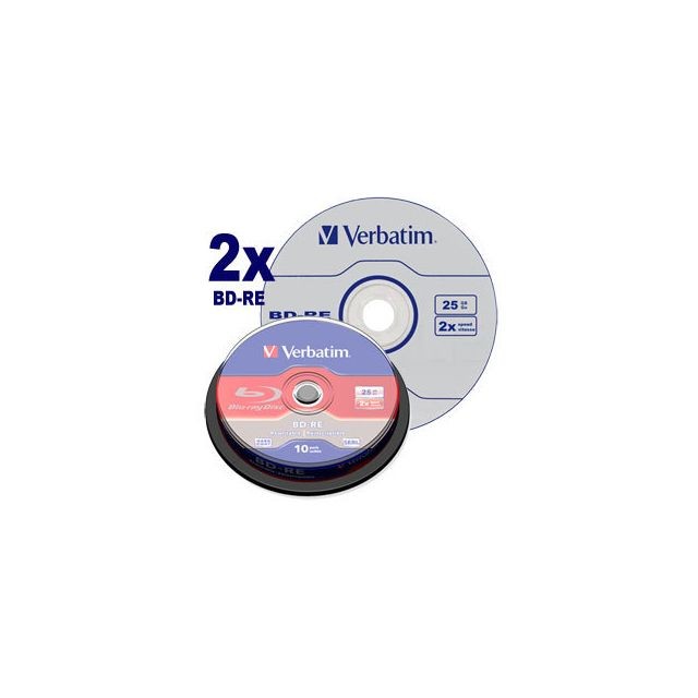 Verbatim - VERBATIM BD-RE 25 Go certifié 2x (pack de 10, spindle) - CD et DVD Vierge