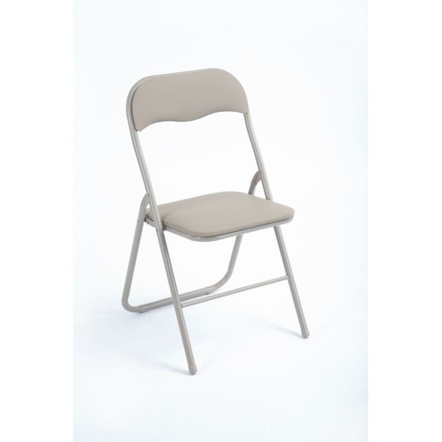Carrefour Home - Chaise pliante - Acier et PVC - Taupe. - Carrefour Home