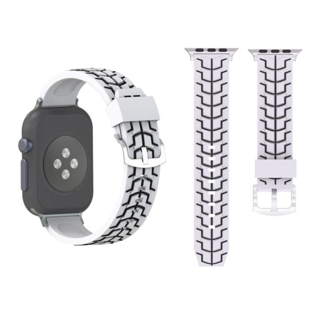 Wewoo - Bracelet blanc pour Apple Watch Series 3 & 2 & 1 38mm Fashion Fishbone Motif Silicone de montre Wewoo  - Objets connectés