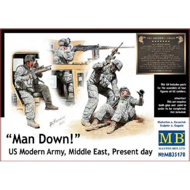 Master Box - Figurine Mignature Man Down! Us Modern Army, Middle East, Present Day Master Box  - Le meilleur de nos Marchands