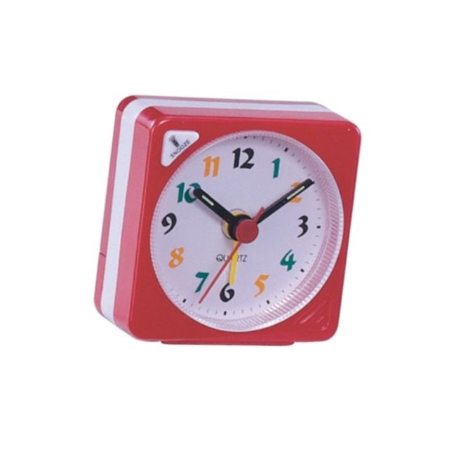 marque generique mini voyage horloge dégradé son bureau réveil snooze veilleuse rouge