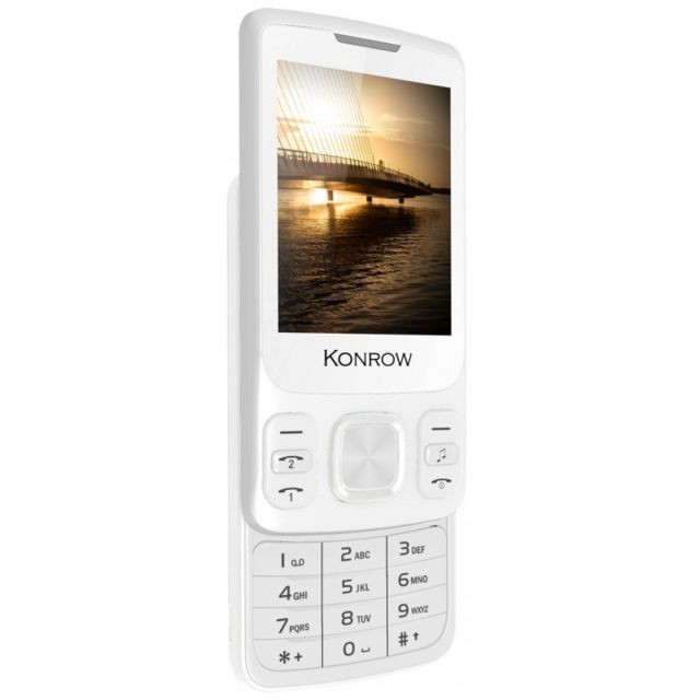 Konrow - Konrow Slider - Téléphone Coulissant - Ecran 2.4'' - Double Sim - Blanc - Téléphone Portable