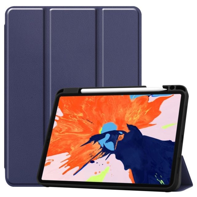 Generic - Etui en PU + TPU triple avec support et porte-stylo bleu foncé pour votre Apple iPad Pro 12.9 pouces (2020) Generic  - Housse ipad pro
