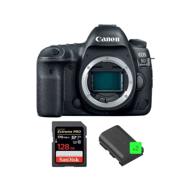 Canon - CANON EOS 5D IV Body + SANDISK Extreme Pro 128GB 170MB/s SDXC + CANON LP-E6N Battery * 2 pieces Canon  - Reflex Grand Public