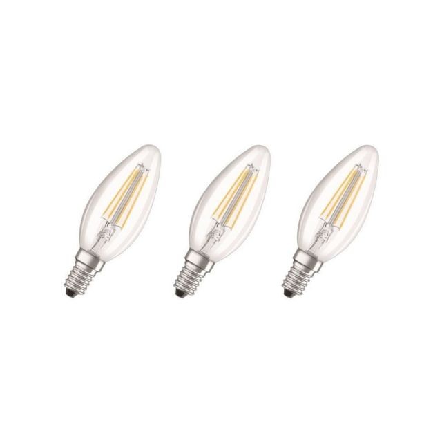 Osram - OSRAM Lot de 3 Ampoules LED E14 flamme claire 4 W équivalent a 40 W blanc chaud Osram  - Ampoules LED Osram
