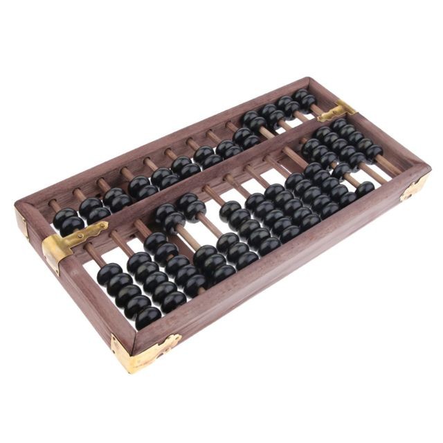 Jeux éducatifs 13 rangs perle en bois chinois vintage arithmétique perle avec calculatrice de boîte