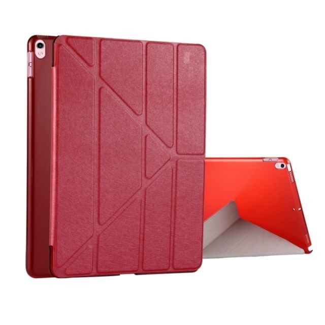 Housse, étui tablette Wewoo Coque rouge pour iPad Pro 10.5 pouces Silk Texture Horizontal déformation flip étui en cuir avec 4 pliage titulaire et sommeil / réveil