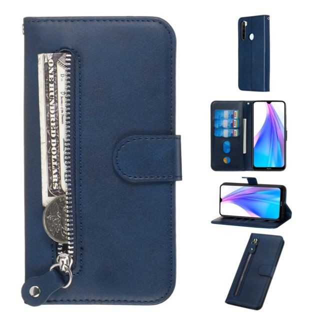 marque generique - Etui en PU poche zippée bleu pour votre Xiaomi Redmi Note 8T marque generique - marque generique