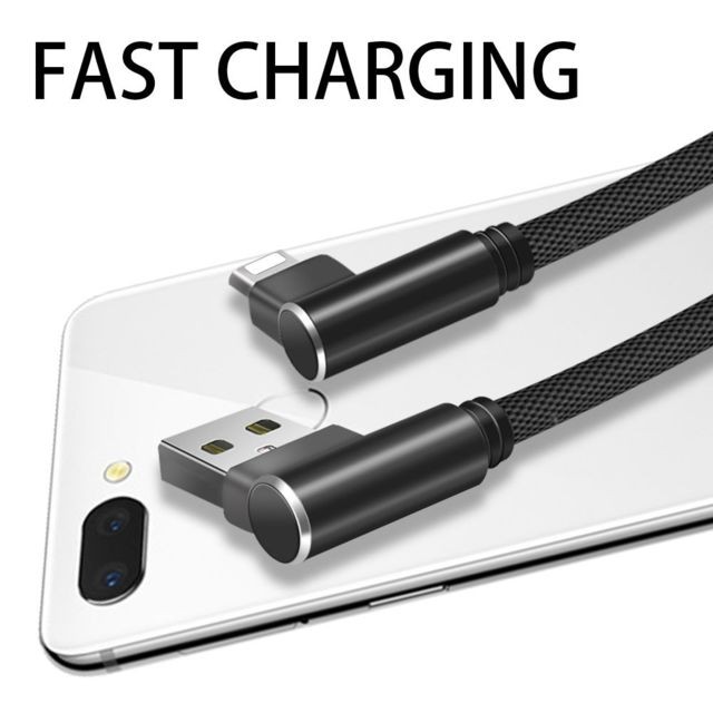 Shot - Cable Fast Charge 90 degres pour IPHONE 8 Lightning APPLE Connecteur Recharge Chargeur Universel (NOIR) Shot  - Shot