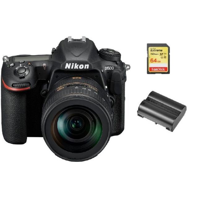 Nikon - NIKON D500 KIT AF-S 16-80MM F2.8-4E ED VR + 64GB SD card + NIKON EN-EL15A Battery Nikon  - Reflex Grand Public
