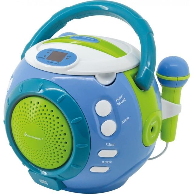 Soundmaster - Lecteur CD pour Enfants avec Fonction karaoké bleu vert - Radio, lecteur CD/MP3 enfant