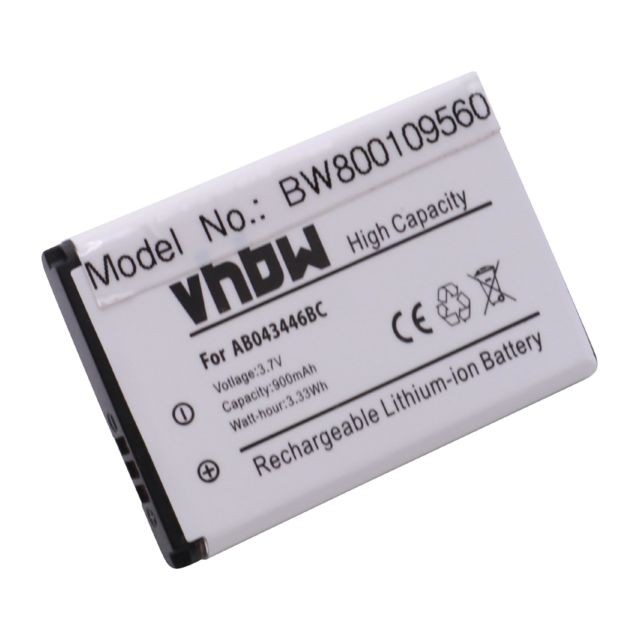 Vhbw - vhbw Li-Ion batterie 900mAh (3.7V) pour Smartphone Samsung SGH-E360, SGH-E380, SGH-E420, SGH-E428 comme AB043446B, AB043446L, BST3108BC. - Batterie téléphone Vhbw