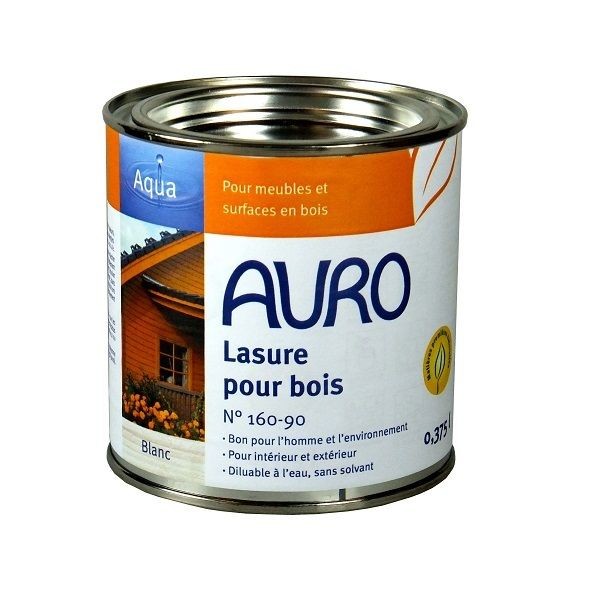 Auro - Auro - Lasure pour bois diluable (Blanc) 0,375L - N°160-90 Auro   - Peinture intérieure & extérieure
