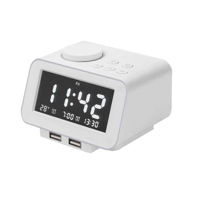 marque generique - Multifonctionnel Réveil Numérique USB Hôtel Radio Horloge EU Blanc marque generique - Horloge Murale Réveil