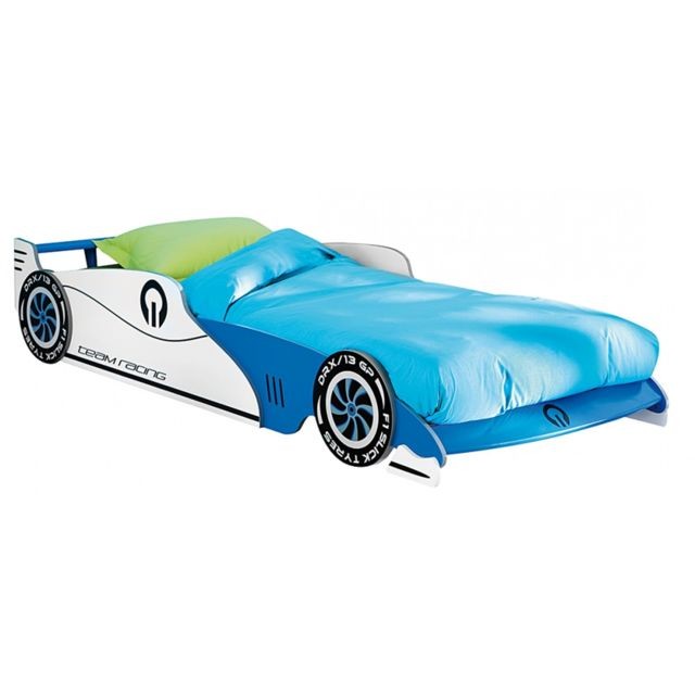 Pegane - Lit voiture enfant Bleu, Sommier Inclu, 209 x 40.5 x 101.5 cm - Lit enfant forme voiture