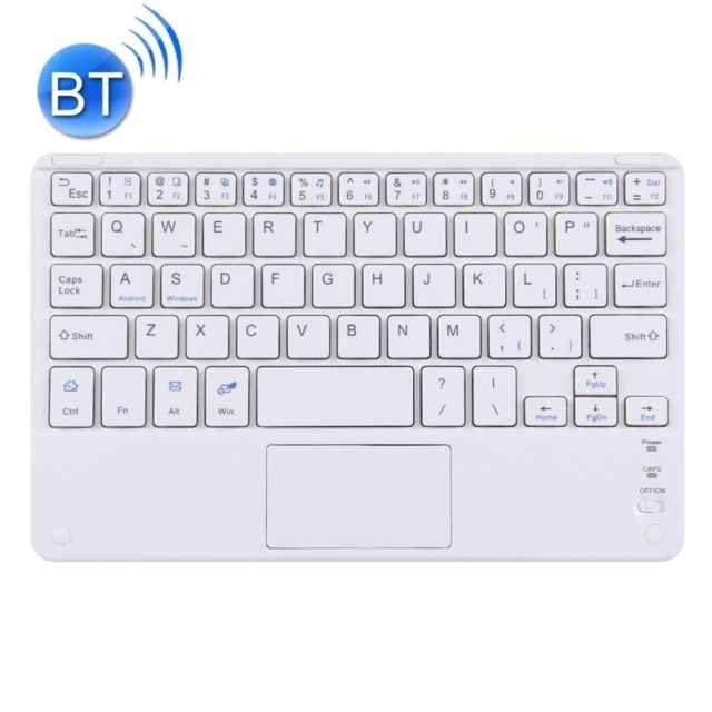 Wewoo - Clavier QWERTY blanc Mini sans fil portatif universel de Bluetooth avec le panneau tactile, compatible avec tous les androïde et Windows Smartphone / Tablettes avec fonctions - Clavier QWERTY Clavier