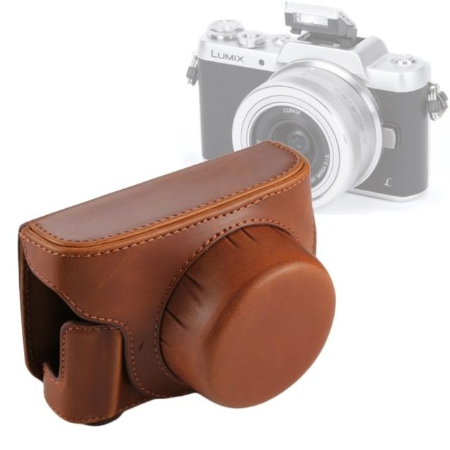 Wewoo - Etui en cuir appareil photo café pour Panasonic Lumix GF7 / GF8 / GF9 12-32mm / 14-42mm Lens Full Body Camera PU Sac étui en avec sangle - Coque, étui smartphone Cuir