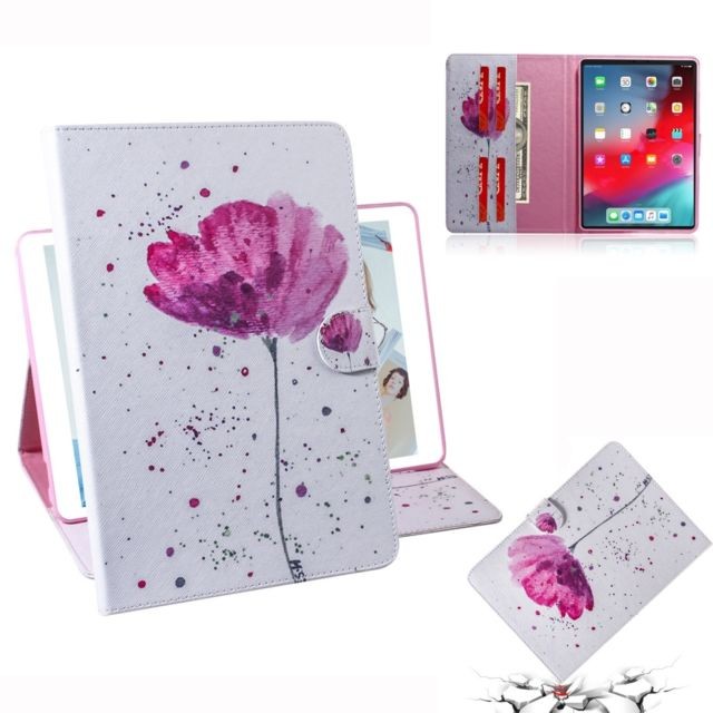 Wewoo - Housse Étui Coque Etui en cuir à rabat horizontal pourpre Orchids Pattern pour iPad Pro 11 pouces 2018avec support & fente carte & porte-monnaie Wewoo  - Coque, étui smartphone