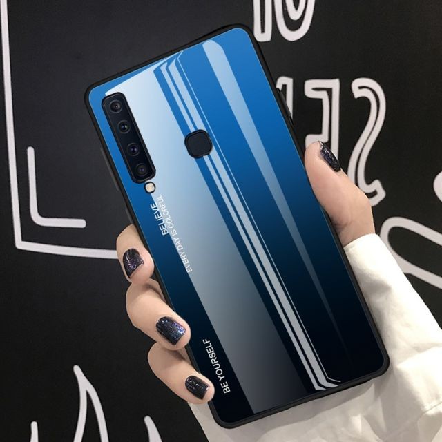 marque generique - Coque en TPU verre de couleur dégradé hybride bleu/noir pour votre Samsung Galaxy A9 (2018)/A9 Star Pro/A9s marque generique  - marque generique