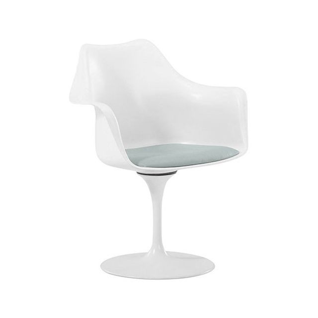 Iconik Interior - Chaise Tulipan pivotante - Simili Cuir - Coque blanc Gris clair Iconik Interior  - Chaise simili cuir gris