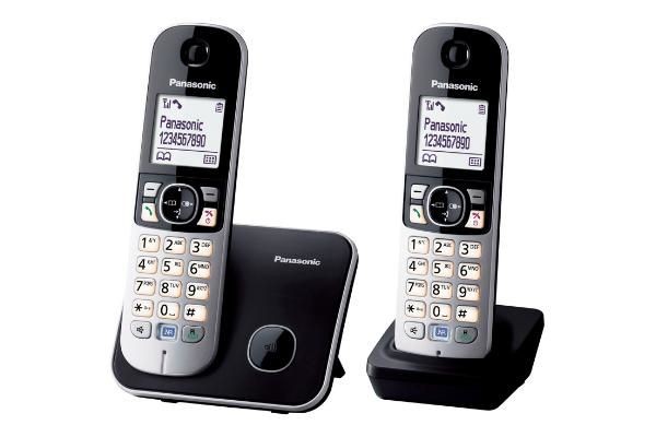 Panasonic - Téléphone sans fil duo dect noir/argent - kxtg6812 - PANASONIC - Téléphone fixe Duo