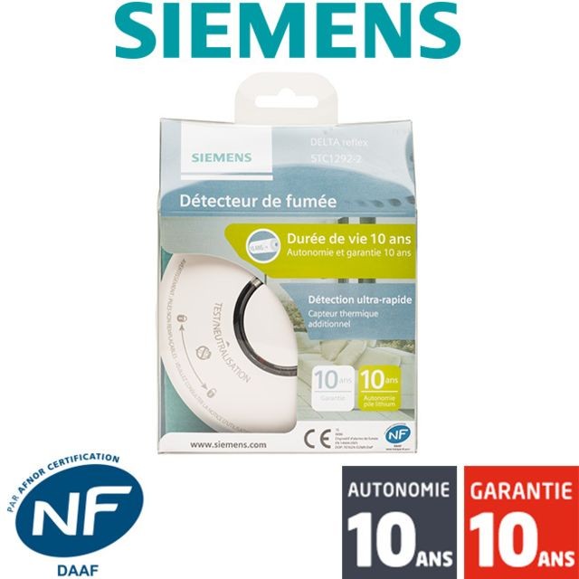 Siemens Siemens - Détecteur de fumée NF Autonomie et Garantie 10 ans Delta Reflex 5TC1292-2