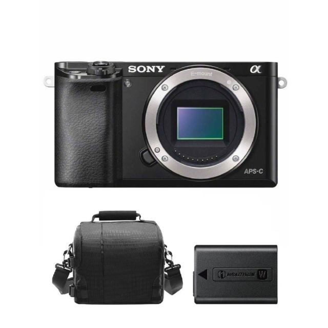 Sony - SONY A6000 Body Black + camera Bag + NP-FW50 Battery - Sony a6000
