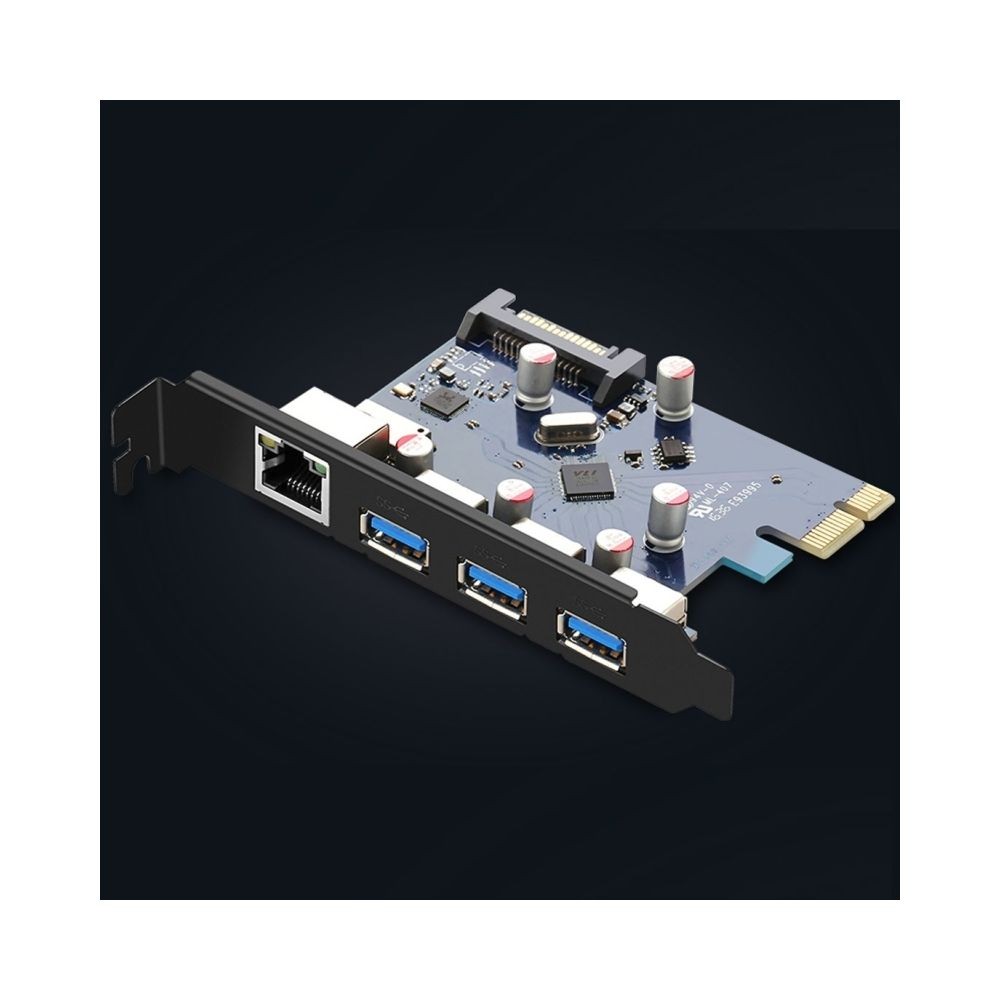Wewoo Carte réseau PCI-E + d'extension USB 3.0 à 3 ports, Ethernet Gigabit Super Speed