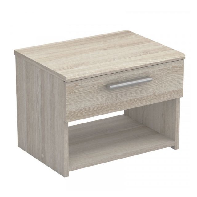Dansmamaison - Table de chevet 1 niche 1 tiroir Chêne clair - ODA Dansmamaison  - Chevet Couleur bois et blanc