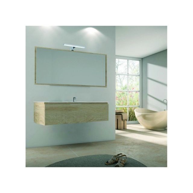 Degeo - Meuble sous vasque suspendu 1 tiroir nebraska 100cm avec plan vasque - meuble bas salle de bain Blanc