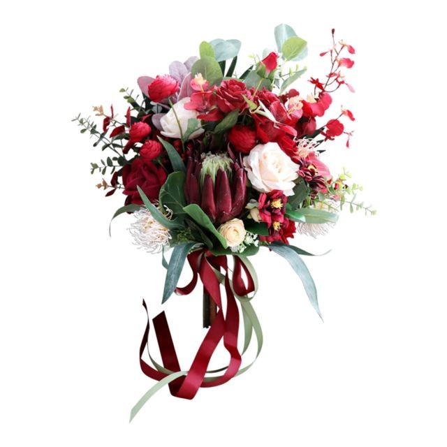 marque generique - Bouquet De Fleurs Artificielles Contenant Des Fleurs Home Office Decoration Vin Rouge marque generique  - Des fleurs artificielles