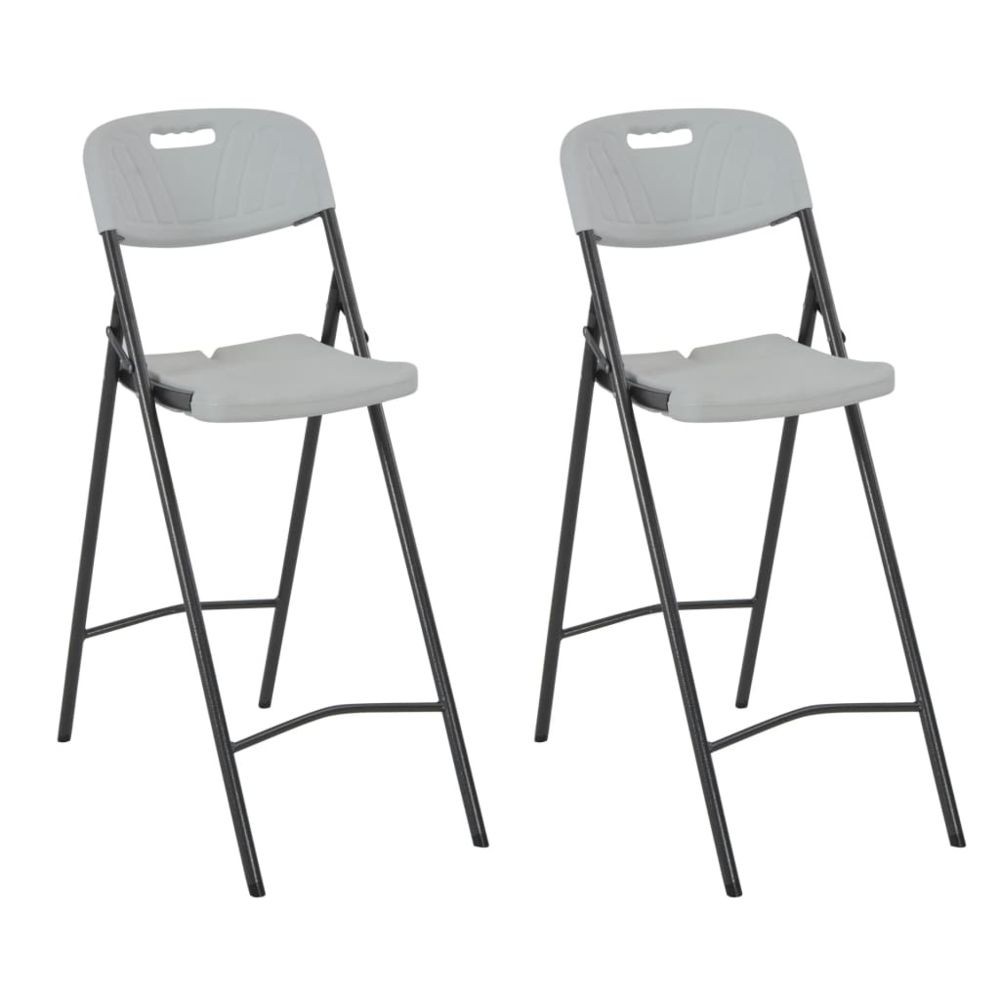 Vidaxl Chaise de bar pliante 2 pcs HDPE 45 x 78 x 114 cm Blanc - Sièges d'extérieur - Chaises d'extérieur | Blanc | Blanc