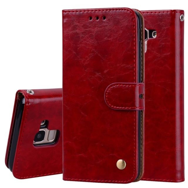 Wewoo - Housse Etui en cuir à texture horizontale pour Galaxy J6 version EU 2018, avec porte-monnaie & porte-cartes rouge Wewoo  - Accessoire Smartphone