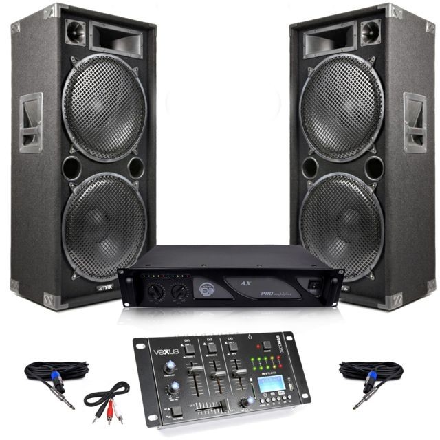 Vexus - Pack Sono 4000W MEGA PRO MAX215 + Vexus STM-3020B Table de mixage 6 canaux USB/MP3 + Ampli MYDJ AX 3000W - Packs sonorisation