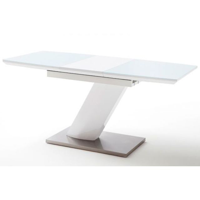 Pegane - Table extensible design coloris blanc brillant - L.140-180 x H.76 x P.80 cm -PEGANE- Pegane  - Table extensible 80 cm