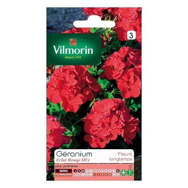 Vilmorin - Sachet graines Géranium éclat rouge HF2 Vilmorin  - Graine de fleur et potager