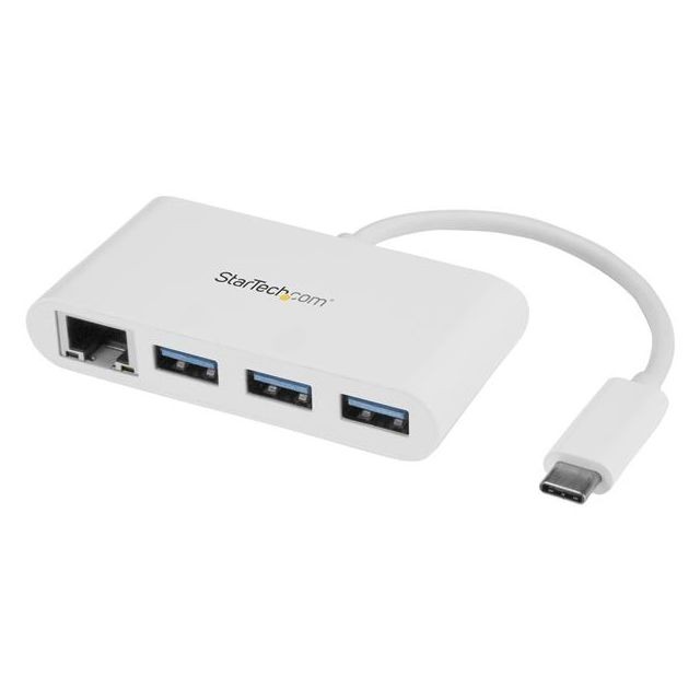 Startech - Hub USB 3.0 à 3 ports avec Gigabit Ethernet - USB-C vers 3x USB-A - Blanc - Hub Startech