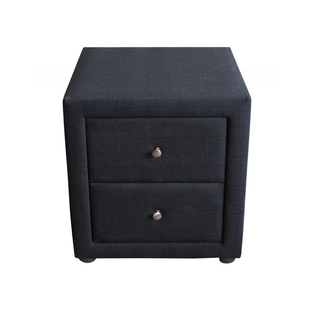 Decoshop26 Table de chevet en tissu noir avec 2 tiroirs de rangement MOC06008