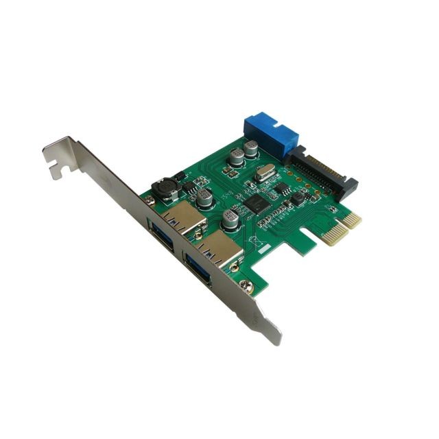 KALEA-INFORMATIQUE © Carte Controleur PCI EXPRESS vers USB 3.0-2 PORTS SUPERSPEED PCI-E CONNECTEUR INTERNE USB3 19 POINTS 