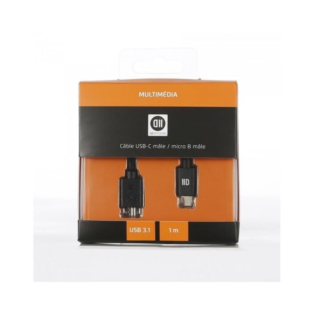 D2 Diffusion - Câble USB-C / Micro-B 1M noir D2 Diffusion  - Accessoire Ordinateur portable et Mac