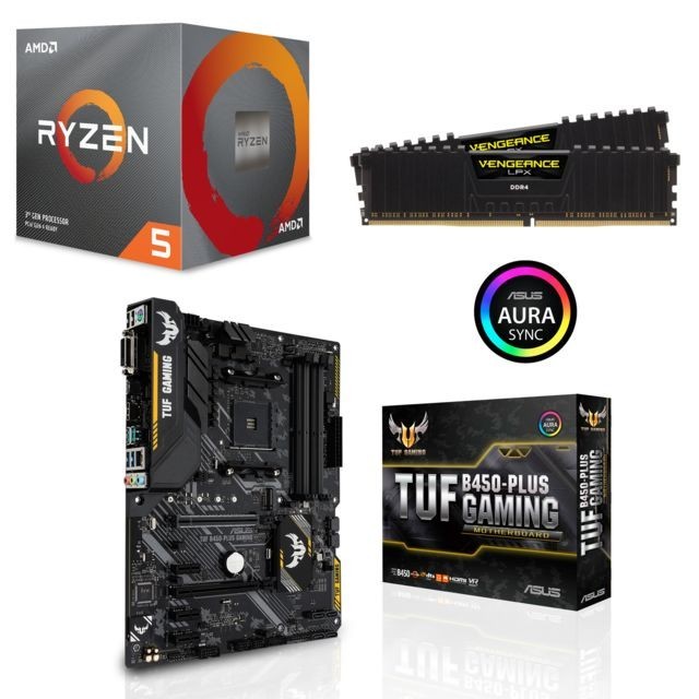 AMD - Ryzen 5 3600 avec Wraith Stealth cooler - 3,6/4,2 GHz + TUF B450