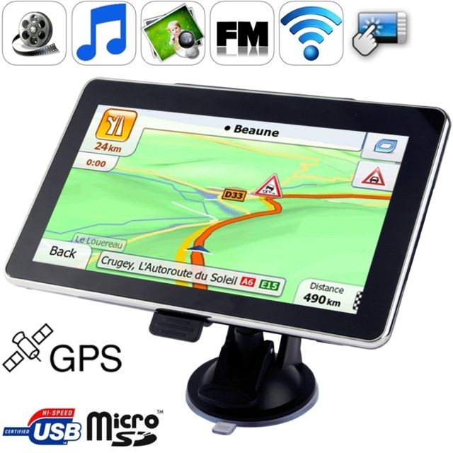 Wewoo - GPS voiture Navigateur de à écran tactile TFT 7 pouces, mémoire intégrée de 4 Go, prise d'entrée AV compatible, stylet tactile, diffusion vocale, émetteur FM, fonction Bluetooth, haut-parleur intégré, résolutions: 800 x 480 noir - GPS