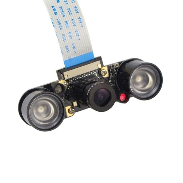 Wewoo - Pour Raspberry Pi 3 5MP OV5647 Réglable Focale Infrarouge Vision Nocturne Caméra avec 2 PCS IR Capteur Lumières - Raspbery pi