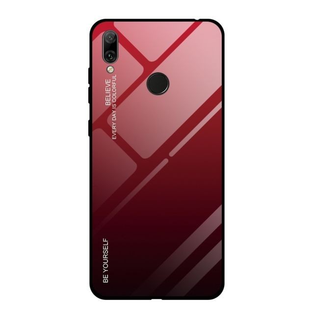 Wewoo - Coque Pour Huawei Y7 2019 / / Y7 Prime 2019 Étui en verre de couleur dégradée Rouge Wewoo  - Coque, étui smartphone