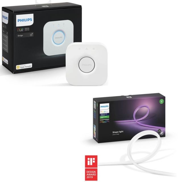 Philips Hue - White & Color Ambiance Outdoor Lightstrip 2m + Pont de connexion - Bluetooth - Kits de démarrage Philips Hue Maison connectée