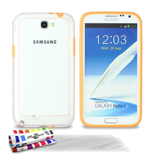 Autres accessoires smartphone Muzzano Bumper + 3 Films SAMSUNG GALAXY NOTE 2 ""Hybrid"" Orange