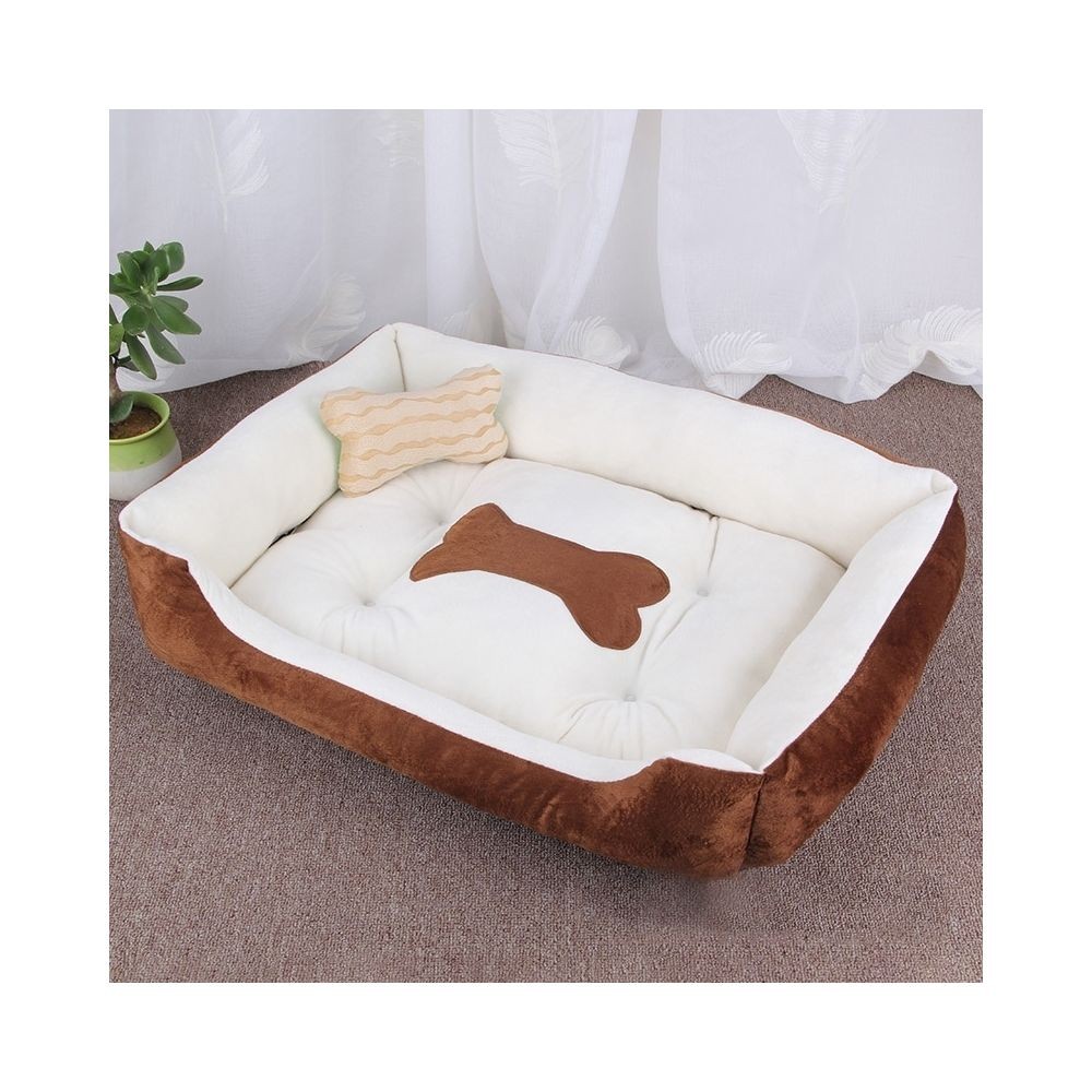 wewoo panier pour chien coussin tapis de chat en forme chien, modèle chenil doux et pour animaux compagnie, taille: xl, 90 × 70 × 15 cm (brun blanc)  marron