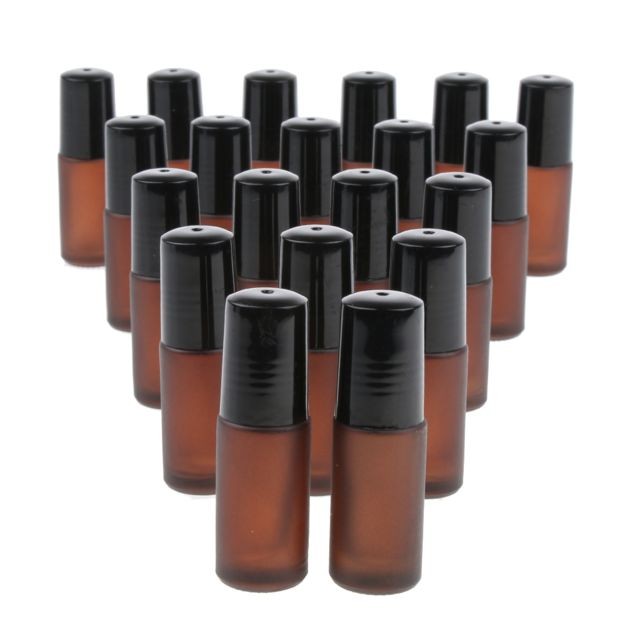 Appareil balnéo marque generique Rouleau de parfum d'huiles essentielles vides rechargeables de 20 pièces sur bouteilles ambrées